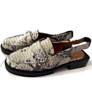Ganni Snakeskin Pattern Mules with Crystal Embellishment